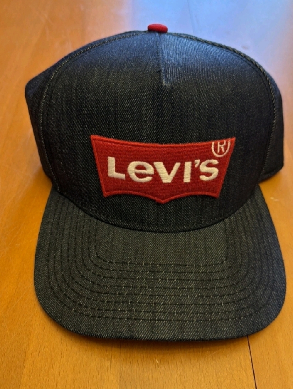 Levi's Black Denim Cap with Red Logo Patch